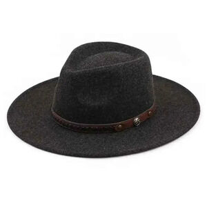 C. C. wide brim felt hat black with brown band